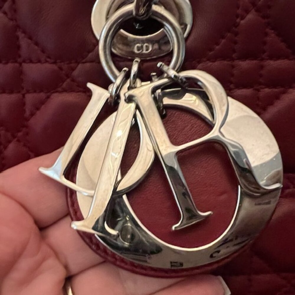 EUC Christian Dior Extra Large Lady Dior – Deep Red Cannage Lambskin | Silver HW - Picture 3 of 13